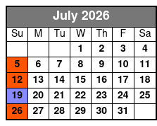 Crab Island/Dolphin Tour 5 Hr. July Schedule