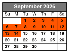 Spectacular Sunset Cruise September Schedule