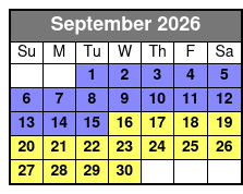 Snorkel & Dolphin Cruise September Schedule