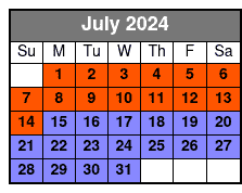 2 Hour Paddleboard Rental July Schedule