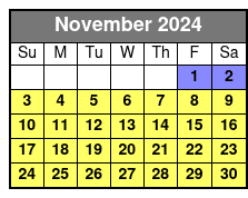 2 Hour Paddleboard Rental November Schedule