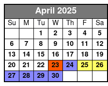 2 Hour Paddleboard Rental April Schedule