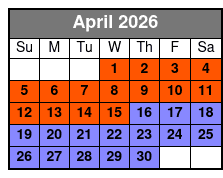 2 Hour Paddleboard Rental April Schedule