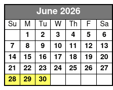 2 Hour Paddleboard Rental June Schedule