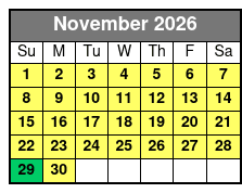 2 Hour Paddleboard Rental November Schedule
