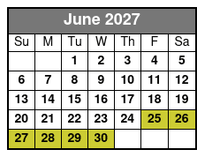 2 Hour Paddleboard Rental June Schedule