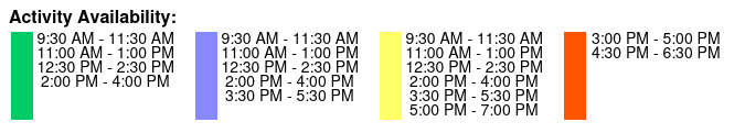 2 Hour Paddleboard Rental Color Key