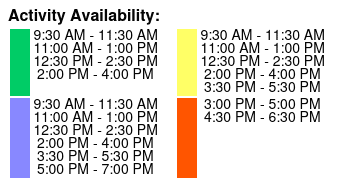 1 Hour Paddleboard Rental Color Key