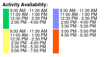 2 Hour Paddleboard Rental Color Key