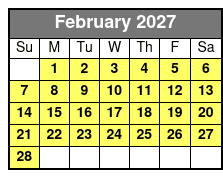 1 Hour Tandem Kayak Adventure February Schedule