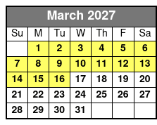 1 Hour Tandem Kayak Adventure March Schedule
