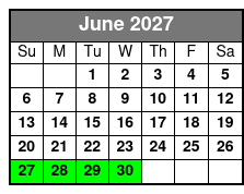 1 Hour Tandem Kayak Adventure June Schedule