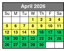 2 Hour Tandem Kayak Rental April Schedule