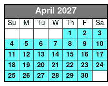 2 Hour Tandem Kayak Rental April Schedule