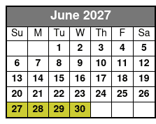 2 Hour Tandem Kayak Rental June Schedule