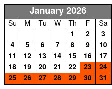 1hr Sunset Watercolor Beach January Schedule