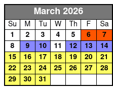 Sunset Dolphin Excursion March Schedule