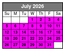 Sunset Dolphin Excursion July Schedule