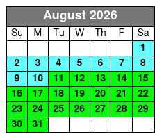 Sunset Dolphin Excursion August Schedule