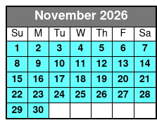 Sunset Dolphin Excursion November Schedule