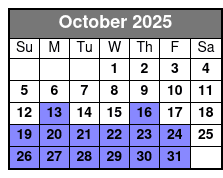 Fall/ Winter Destin Harbor Sightseeing Dolphin Cruise October Schedule
