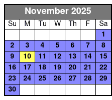 Fall/ Winter Destin Harbor Sightseeing Dolphin Cruise November Schedule