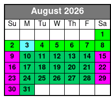 Southern Star Dolphin Cruise August Schedule