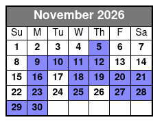 Dinner Cruise November Schedule