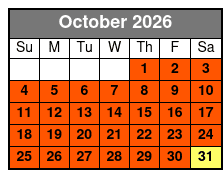 Waverunner / Jet Ski 1 Hr. October Schedule