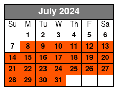 1/2 Hour Jet Ski Rental July Schedule
