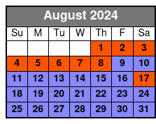 1/2 Hour Jet Ski Rental August Schedule
