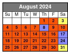4 Hour Charter August Schedule