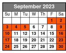 Destin Harbor Sunset Captained Tour September Schedule