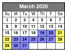 2 Hour Kids Fishing Charter March Schedule