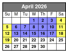 2 Hour Kids Fishing Charter April Schedule