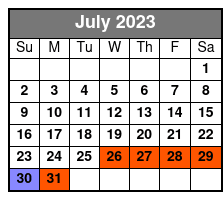 2 Hour Kids Fishing Charter July Schedule