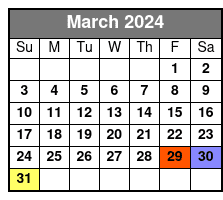 2 Hour Paddle Boarding March Schedule