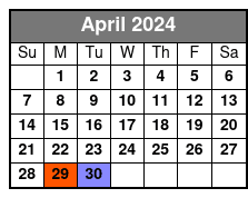 2 Hour Paddle Boarding April Schedule