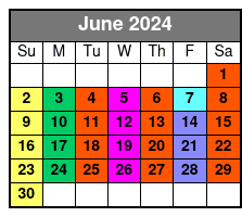 2 Hour Paddle Boarding June Schedule