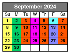 2 Hour Paddle Boarding September Schedule