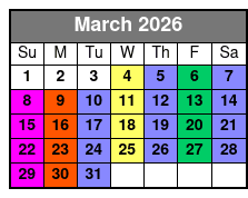 2 Hour Paddle Boarding March Schedule