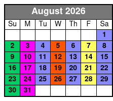 2 Hour Paddle Boarding August Schedule