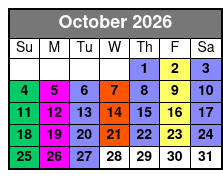 2 Hour Paddle Boarding October Schedule