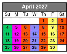 2 Hour Paddle Boarding April Schedule