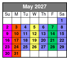 2 Hour Paddle Boarding May Schedule