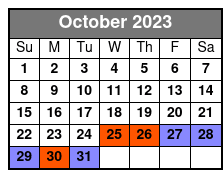 Sixth Sense Savannah Ghost Tours October Schedule