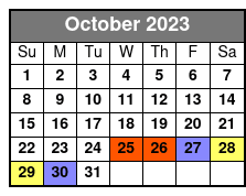 Savannah's Ghost Encounter Walking Tour October Schedule