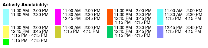 First Squares Food Tour Color Key