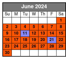 Private Daytime Tour June Schedule