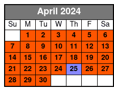 Single Boat 1 Person Per Boat April Schedule
